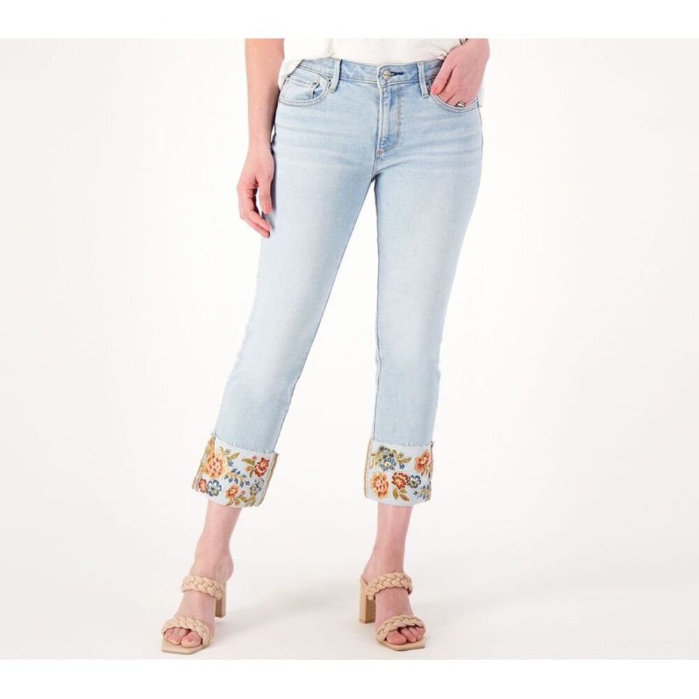 DRIFTWOOD Light Blue Jeans with Floral Cuffs